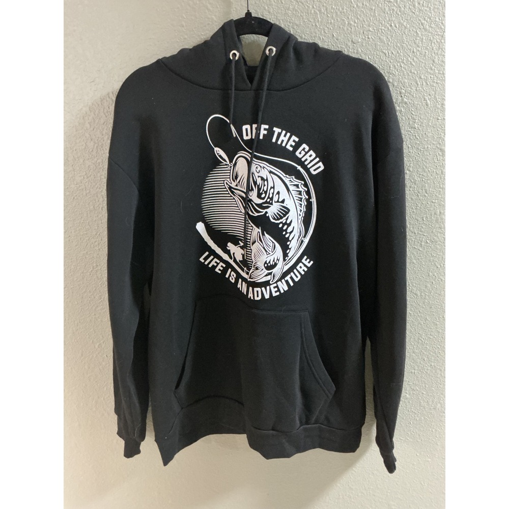 Miken Hoodie Mens Large Black Fishing Graphic Off The Grid Outdoor